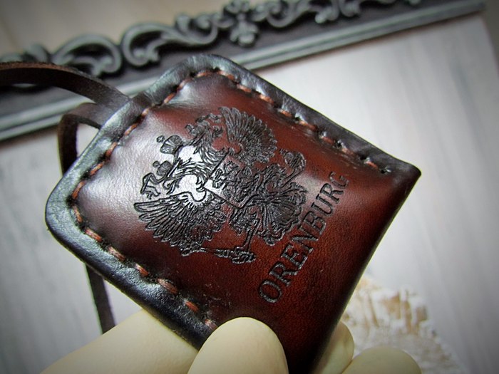 A leather amulet with native Orenburg land left for Canada. - My, , , Leather products, Needlework without process