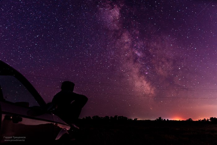 Out of town at night - My, Night, Town, The photo, Starry sky, Uralsk, Milky Way, Kazakhstan, Nikon, Longpost