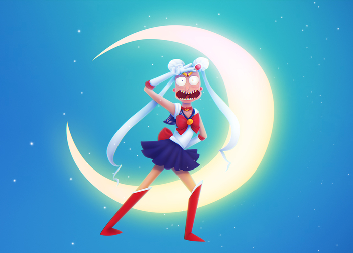 Рик  - Сейлор Мун - Картинки, Рисунок, Арт, Sailor Moon, Photoshop, Рик и Морти, Моё, Аниме