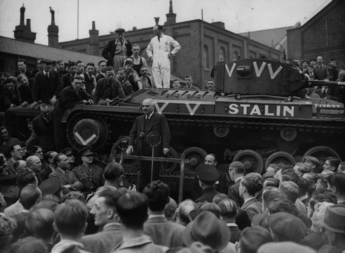 Ceremonial rally at the plant of the Birmingham Railway Carriage and Wagon Company - Rally, Great Britain, the USSR, Factory, Tanks, Lend-Lease, The photo