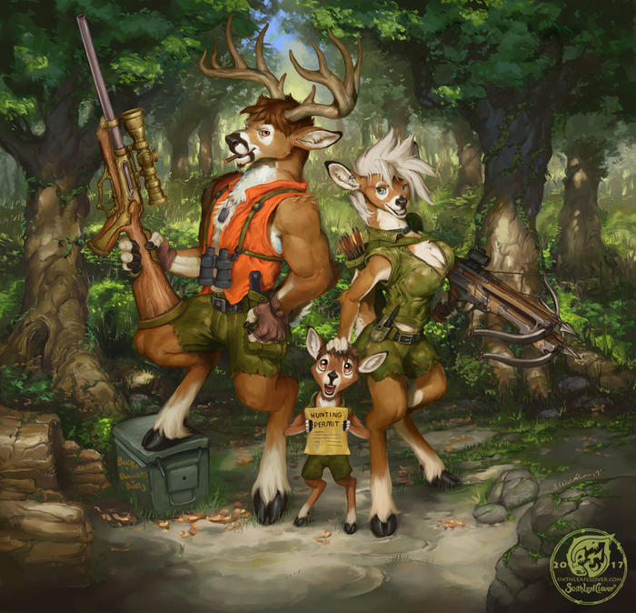 deer hunting - Furry, Art, Anthro, Sixthleafclover