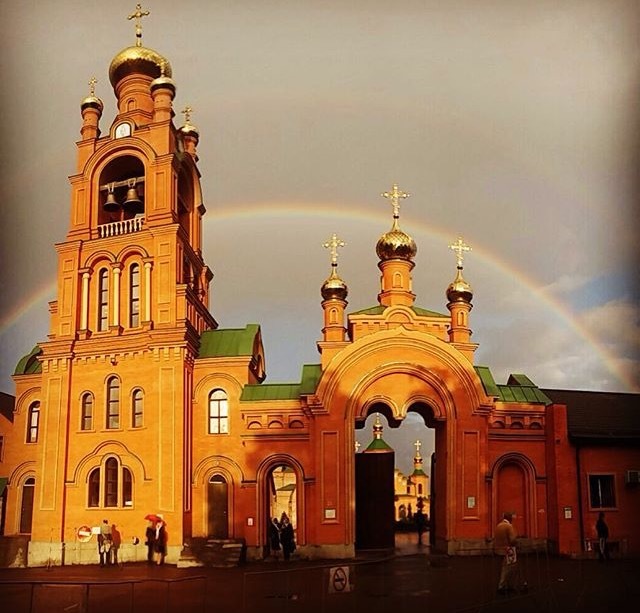 Beautiful rainbow after the rain! - Rain, Church, Rainbow