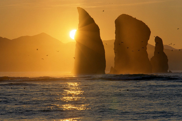 Three Brothers at sunset, Kamchatka, Russia - Russia, The photo, Landscape, Nature, The nature of Russia, beauty of nature, Kamchatka, Sunset