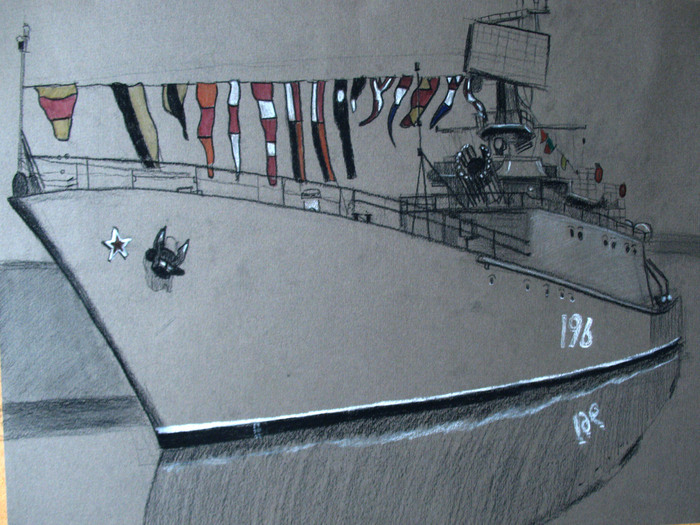 Small anti-submarine ship (MPK-59) - Ship, Ipc, Graphics, Coal, Sketch, Fleet, Navy, Russian Navy