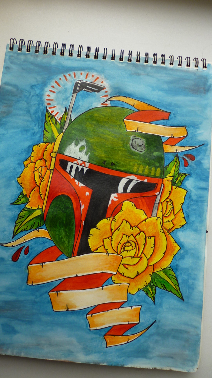 Boba fett - My, Boba Fett, Star Wars, Art, Drawing, Creation, Watercolor, Longpost