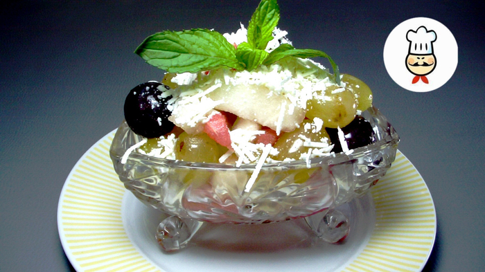 Fruit and berry salad - My, Fruit salad, Children, Food, Video, Yummy