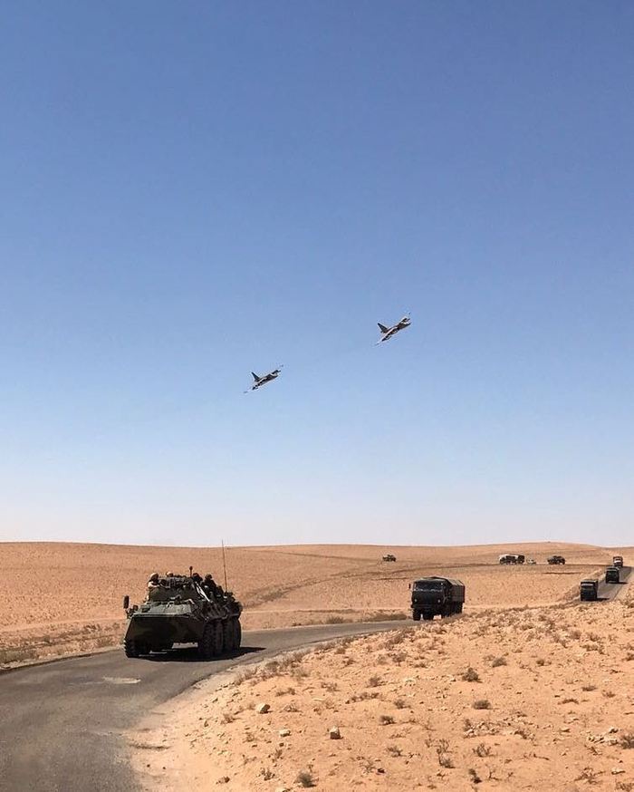 Su-25 over a column of Russian military - Longpost, Su-25, Politics, Aviation, Russia, Vks, Syria