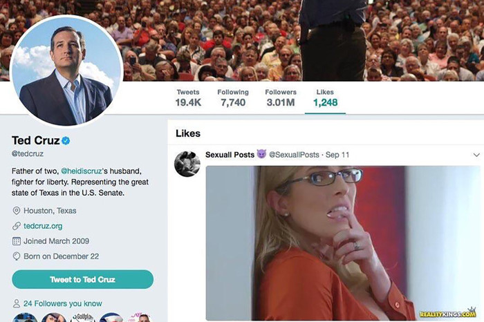 Senator Ted Cruz 'liked' a porn post on Twitter - USA, Senator, Twitter, Like