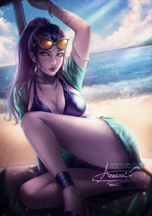 Summer Widowmaker - Арт, Widowmaker, Overwatch, Blizzard, Axsens