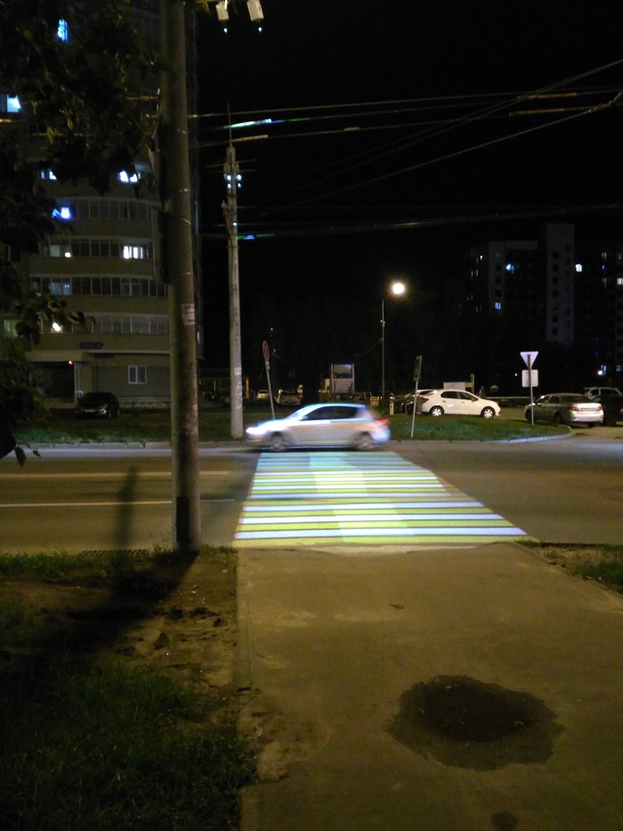 Installed a projector pedestrian crossing - My, walking zebra, Projector, Crosswalk