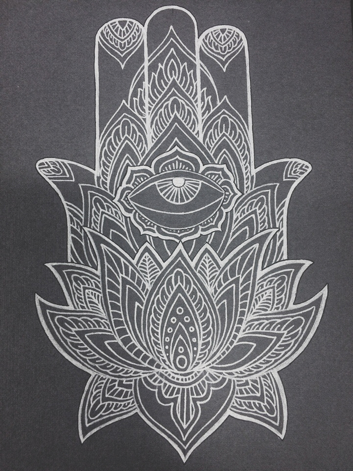 Hamsa or God's Hand - My, Art, Graphics, Mandala, Anchovy, Lotus, 