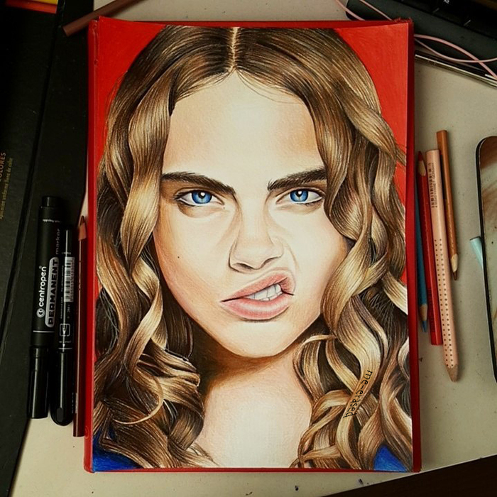 Portrait of Cara Delevingne - My, , Cara Delevingne, Portrait, Portraits of people, Celebrities, , Realism