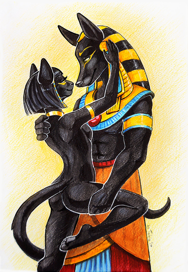 Dark Passion - NSFW, My, Furry, Bastet, Anubis, Egyptian gods, , , Furry art, Furotica