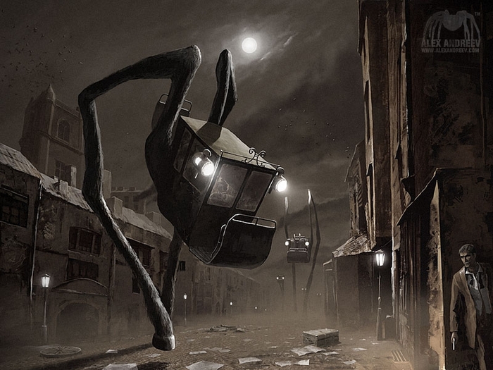 Around the corner. - Surrealism, Town, The street, Creatures, The pursuit, Search, Art, Alex andreev