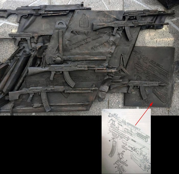 The Kalashnikov monument depicts a diagram of the Sturmgewehr assault rifle - Kalashnikov, Monument