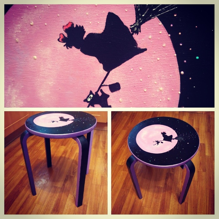 pink childhood - Longpost, Hayao Miyazaki, , Painting, Drawing, , Stool, My, Children's furniture