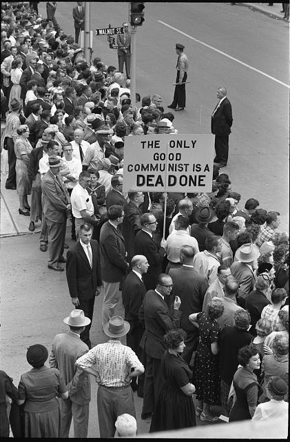 A good communist is a dead communist. Anti-communist picket on the day of N.S. Khrushchev. USA, Iowa, September 23, 1959. - Story, Communists, America, Khrushchev, , Politics, Nikita Khrushchev