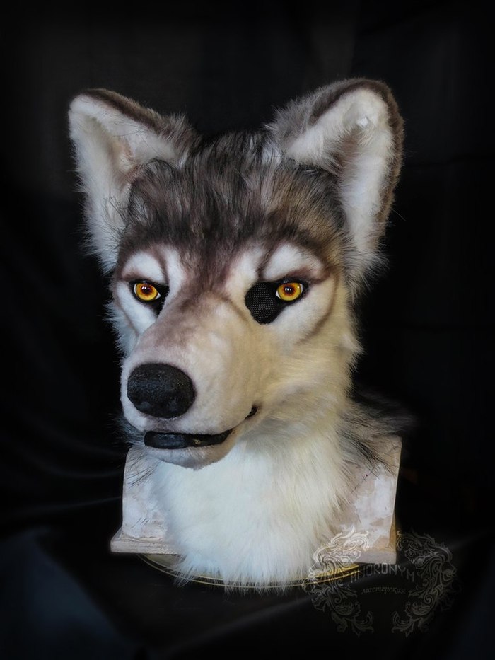 A bit of the process, with a partial explanation, of creating a wolf mask (fursuit) - My, Mask, Wolf, With your own hands, Papier mache, Process, Process of creation, Longpost, Creation