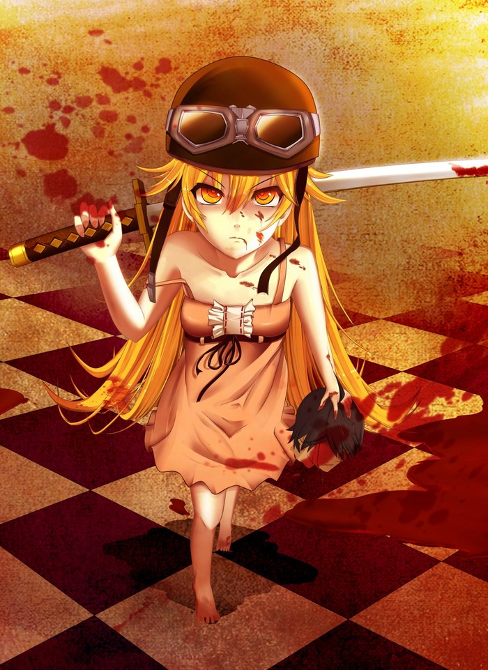 Bad ending. - Anime art, Anime, Monogatari series, Shinobu oshino, Araragi koyomi