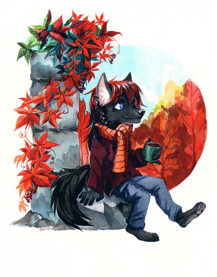 Autumn - Furry, Traditional art, Autumn, Rinkusu69, Watercolor