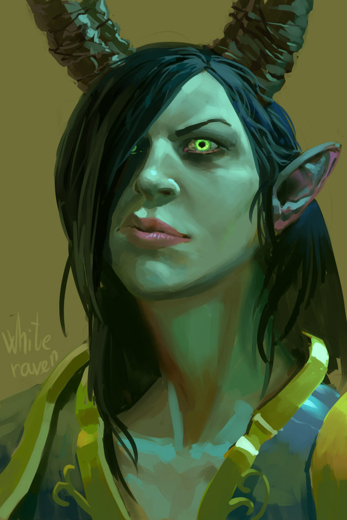 Jaina Netrezim - My, Warcraft, Girls, Portrait, Illustrations, Demon, Concept Art