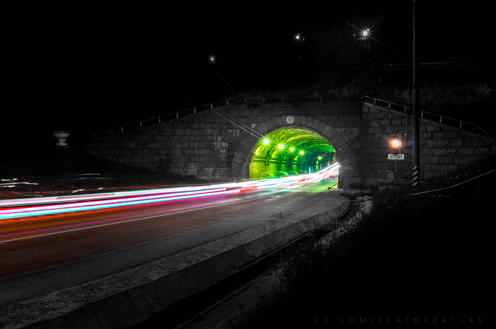 Portal - My, Featheratlas, Night, Town, Tunnel, Light, Long exposure