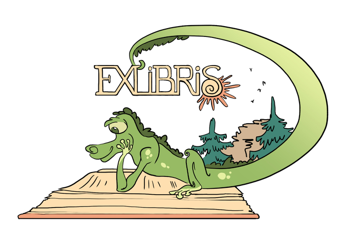 Ex libris - My, Ex-libris, Art, Lizard, Nature, Drawing, Digital drawing, Video