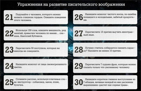 Упражнения на развитие писательского воображения. - Воображение, Писатель, Писательство, Упражнения, Литература, Совет, Длиннопост, Писатели