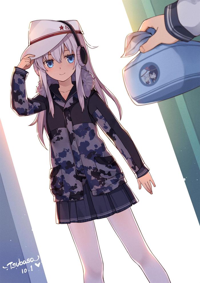 А и еще немного артов с товарищем - Kantai Collection, Verniy, Hibiki, Akatsuki, Saury event, Аниме, Anime Art, Длиннопост