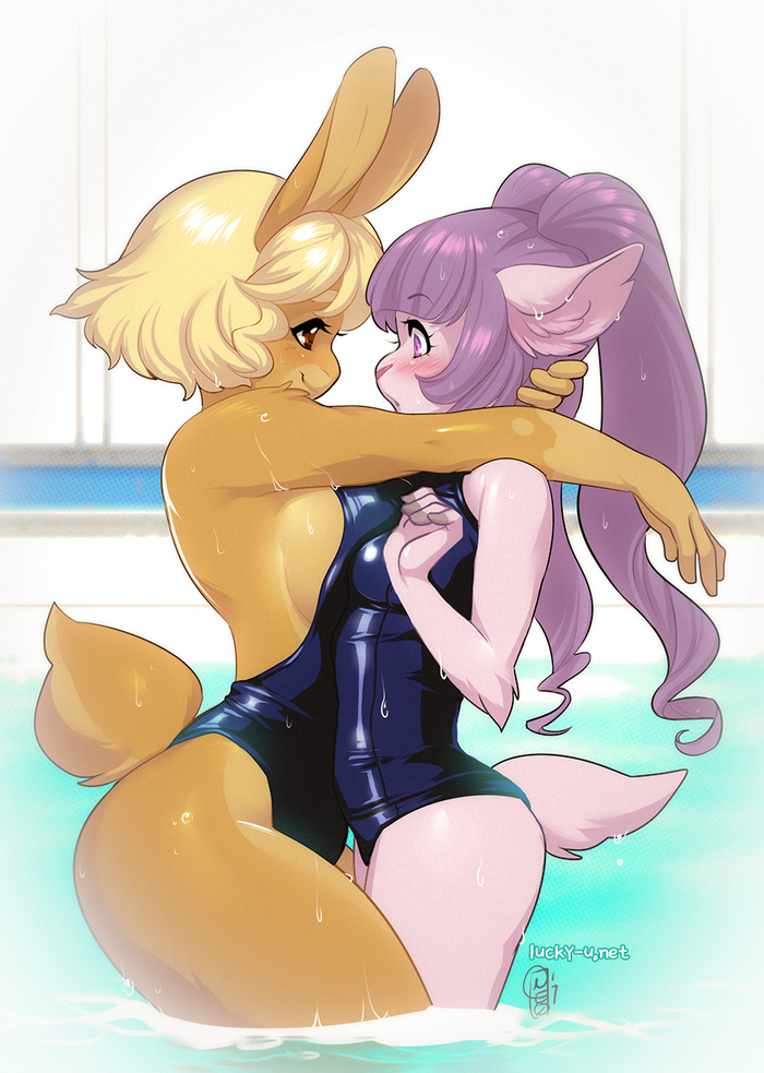 В бассейне - NSFW, Фурри, Furotica female, Furry Art, Luckypan