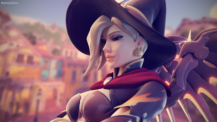 Witch Mercy - NSFW, Mercy, Overwatch, Blizzard, Daintydjinn, Art, Longpost