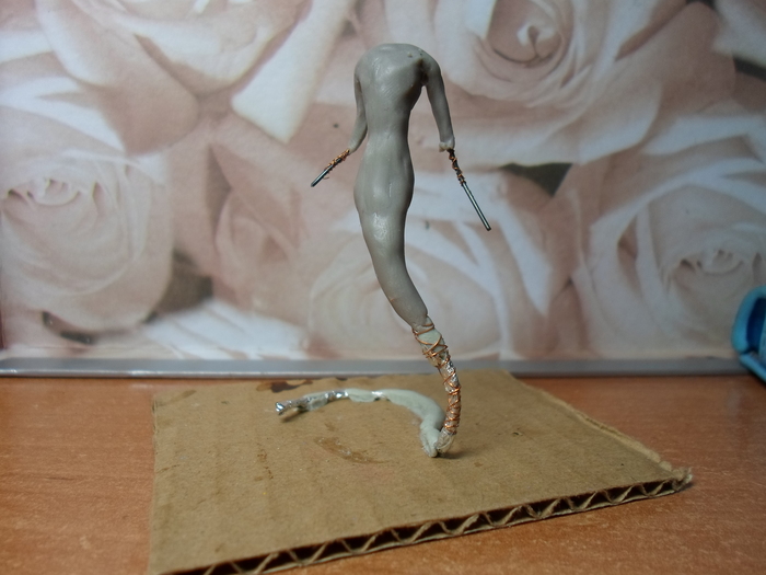 Naga, a little bit of the process of the new figurine - My, Naked, , Process of creation, Лепка, Miniature, With your own hands, Fantasy, Polymer clay, Longpost, Creation