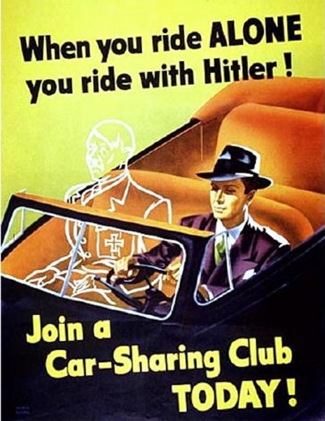 In the same car with Hitler. - Germany, USA, The Second World War, Propaganda, Poster, Poster, Humor, Longpost