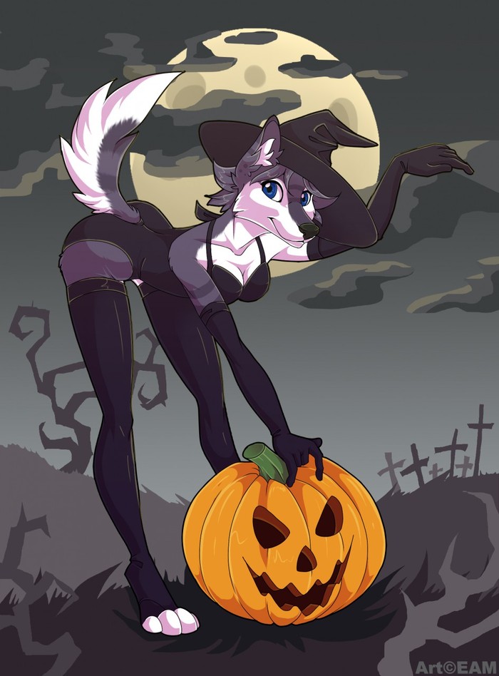 Witch - Halloween, Art, , Furry, Pumpkin