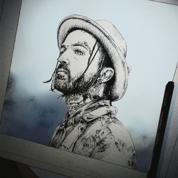 Yelawolf. - My, Images, Portrait, Drawing, Illustrations, Sketch, Graphics, The photo