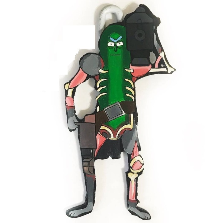 And here is the cucumber! - My, Rick and Morty, Rick gherkin, Handmade, Steel, Acrylic, , My
