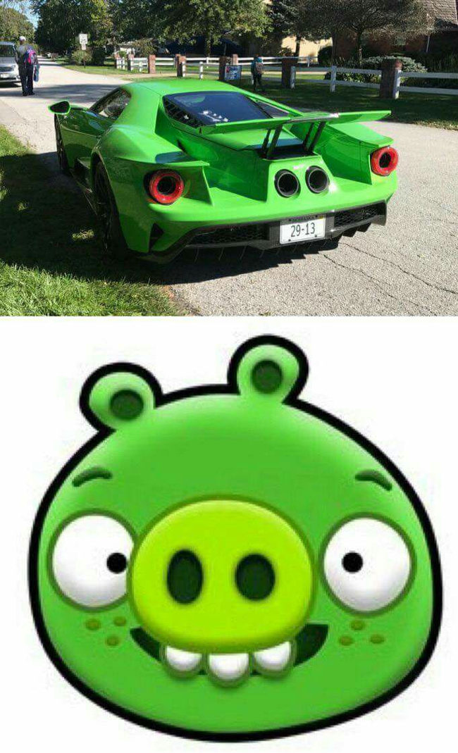 Someone reminds me of the new Ford GT - Ford GT, Bad Piggies, Similarity