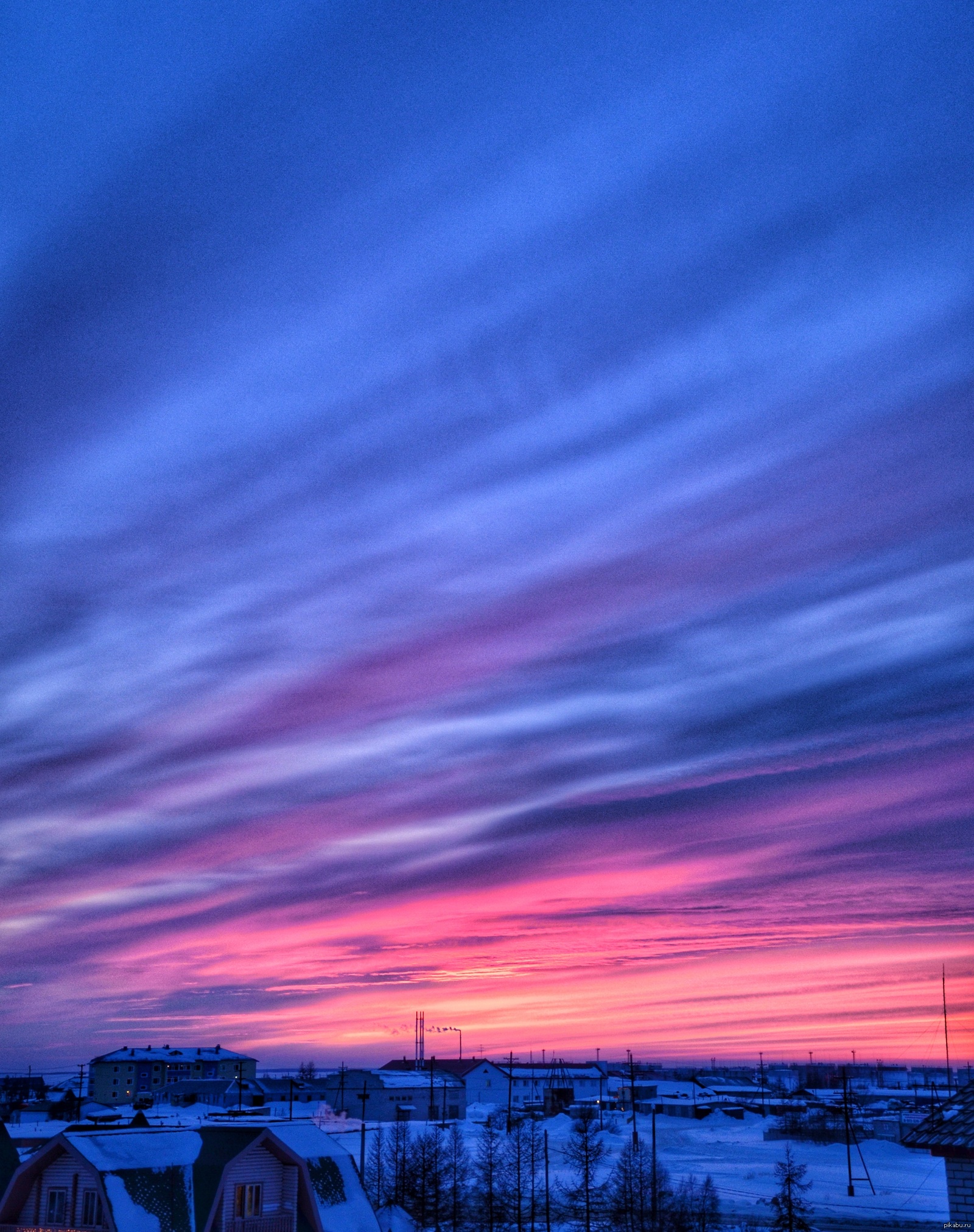 Закат в городе Нарьян-Мар, Ненецкий АО | Пикабу