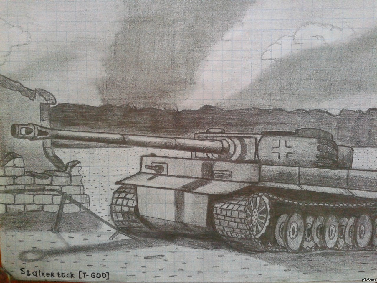 Рисунок карандашом тигр 131 танк