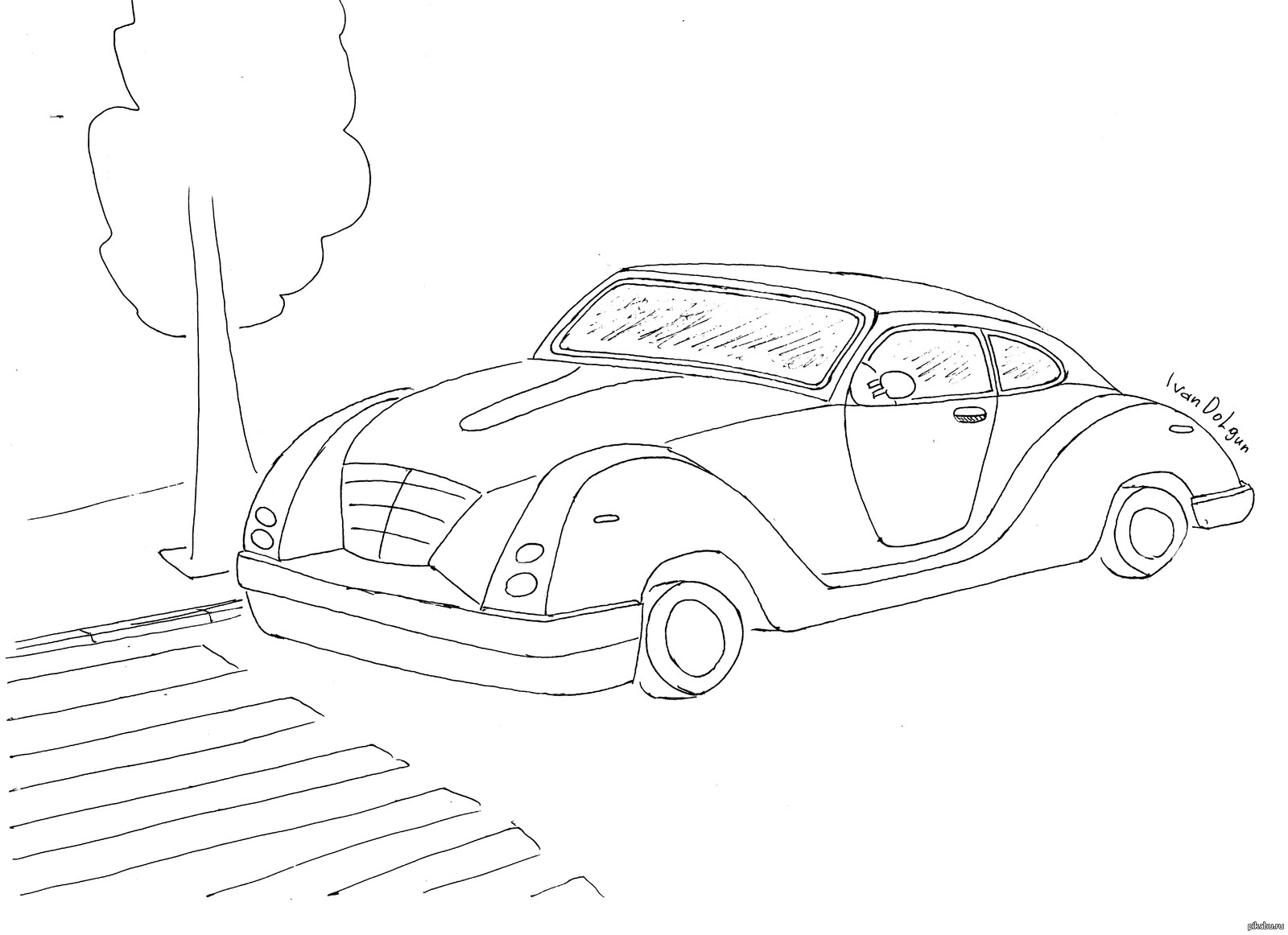 Машина на дороге рисунок