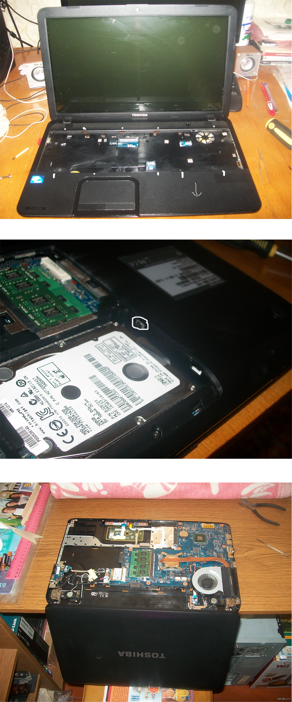 Disassembly of the Toshiba Satellite C850-B1K laptop - My, Toshiba, Notebook, Repair, Разборки, Satellite