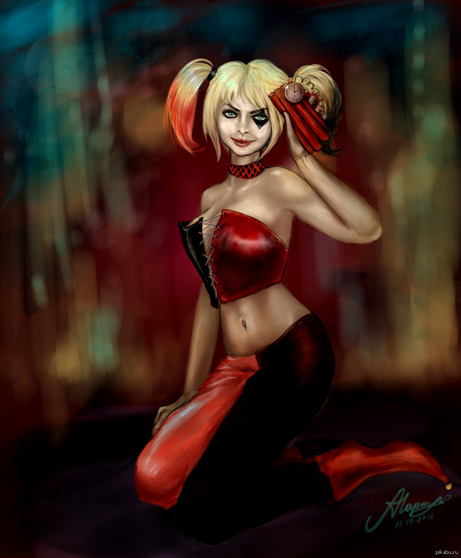 Безумная Harley Quinn, Рисунок, Комиксы, Харли Квинн, Цифровой рисунок.