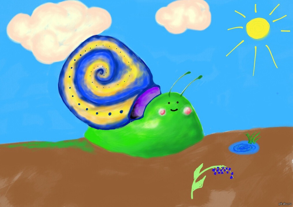 Please don't judge too harshly :) - My, Drawing, Rukozhop, Snail, Snail, Children