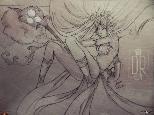 Janna - My, Pencil drawing, Characters (edit), Girls, League of legends