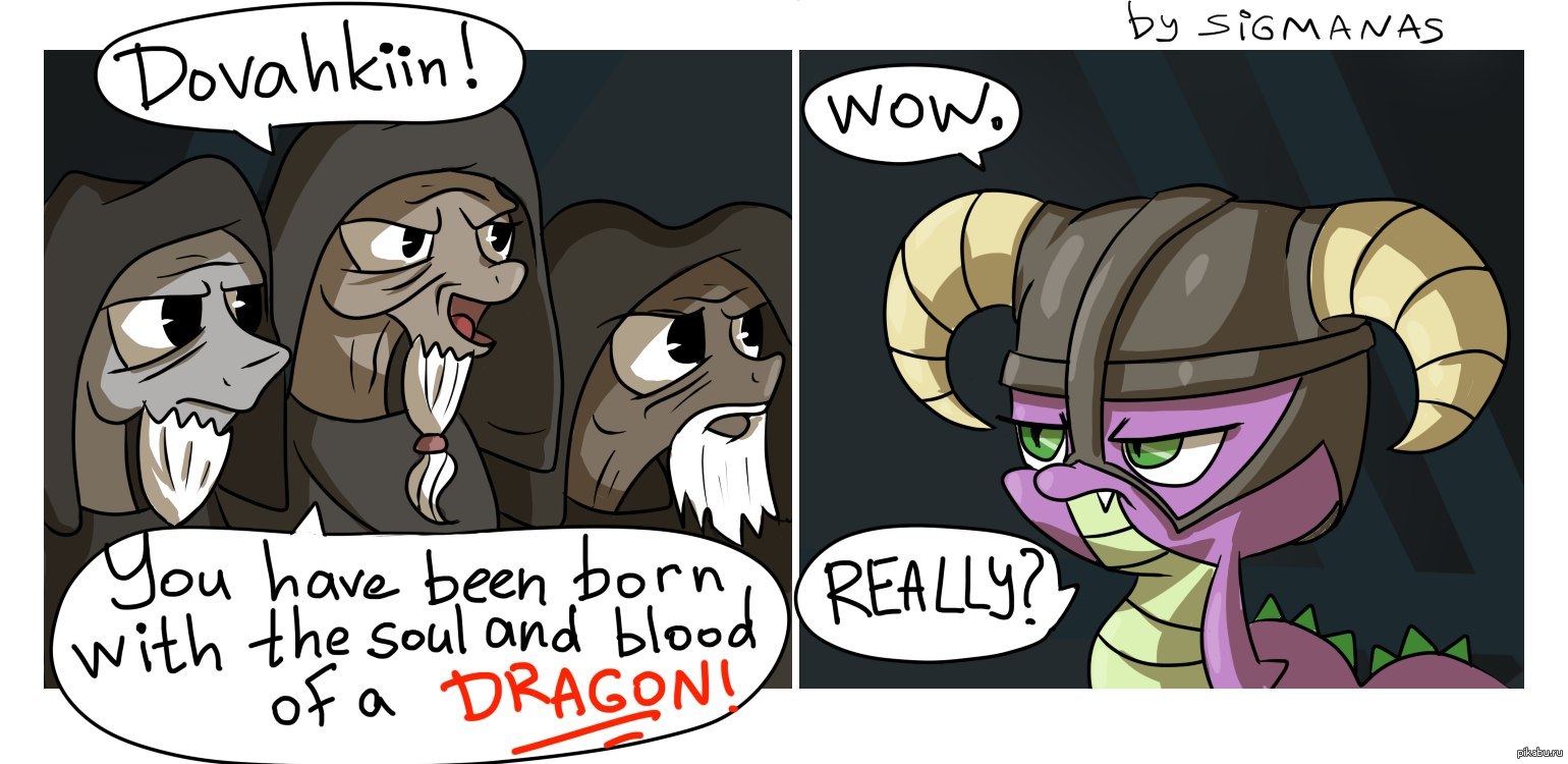 My little Dovahkiin - My Little Pony, The Elder Scrolls V: Skyrim, Spike, Довакин