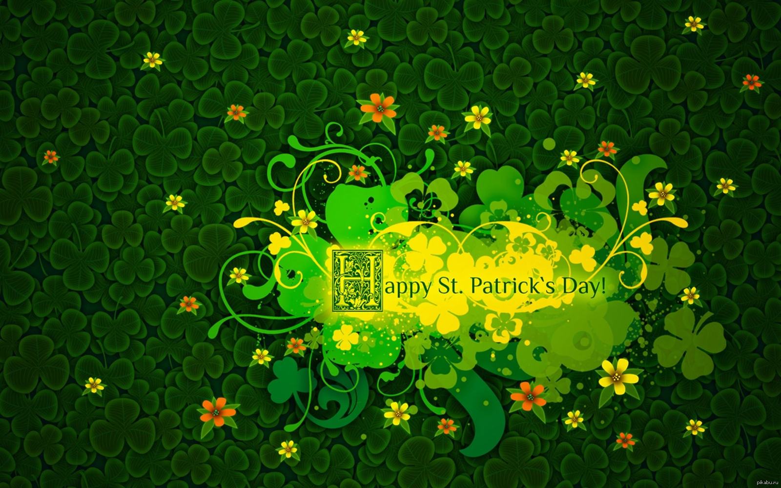 Happy patrick s day. Ирландия Клевер четырехлистный. Св Патрик ирландский праздник. Лепрекон и четырехлистный Клевер. Обои в ирландском стиле.