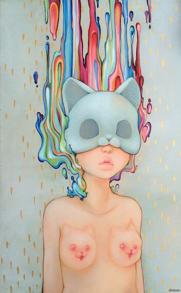 Deity Peekaboo - NSFW, Boobs, cat, , , Girls, Art, 