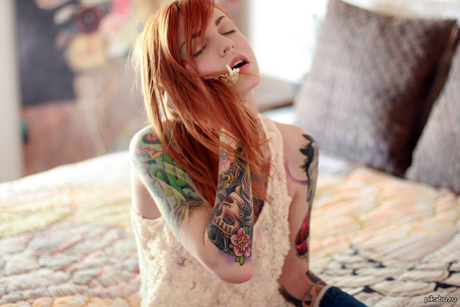 Red-haired girl with good tattoos - NSFW, Girls, Beautiful girl, Redhead, Redhead girl, Redheads, Gorgeous