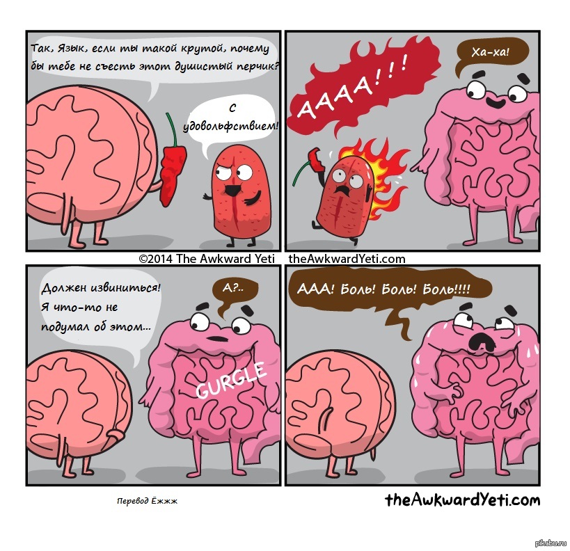 Мозги язык. Комиксы theawkwardyeti. Комиксы про органы. Мозг комикс. Смешные комиксы про мозг.