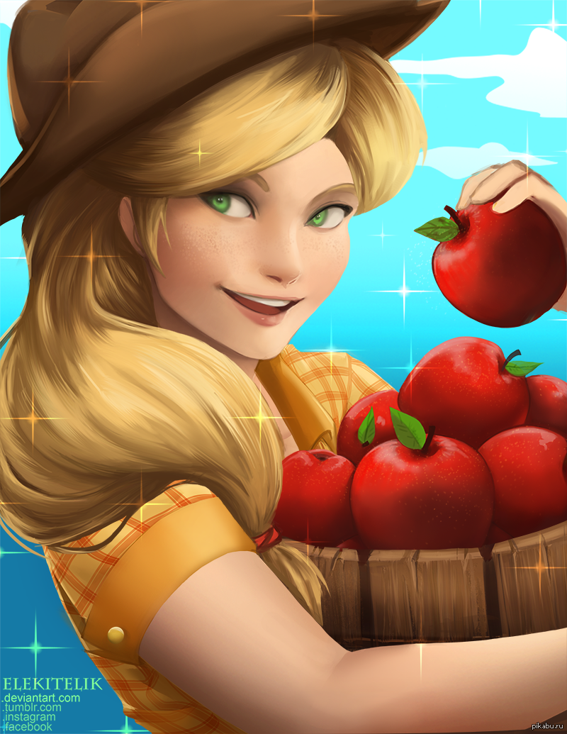 Applejack by Elekitelik - My little pony, Humanization, Applejack, Art, Op